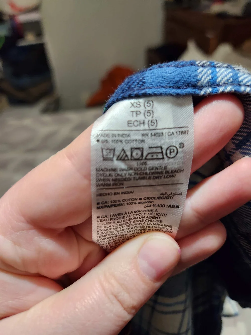 Old Navy Navy, Blue and White Plaid Button-Down Kids Shirt